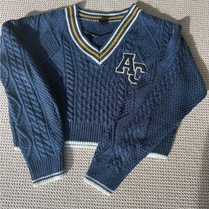 Navy Blue Cable Knit Sweater